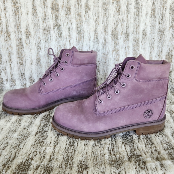 Timberland Waterproof Leather Boots Lavender Purple #A1TWG | Girl's Size 6.5 - Picture 1 of 11